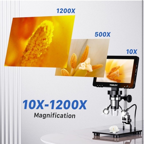 TOMLOV DM9 Pro 7" HDMI Digital Microscope 1200X with IPS Screen, 1080P 16MP Coin - Picture 4 of 7